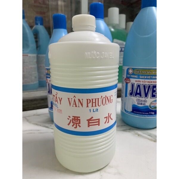 [Tân Phú] Combo 2 bình Nước tẩy javel Vân Phương bình 1 lít trắng tròn, thuốc tẩy làm trắng, tẩy vết ố bẩn quần áo
