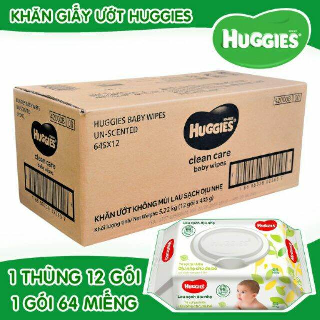  Thùng khăn ướt huggies 12 gói không mùi 80 tờ gói 
