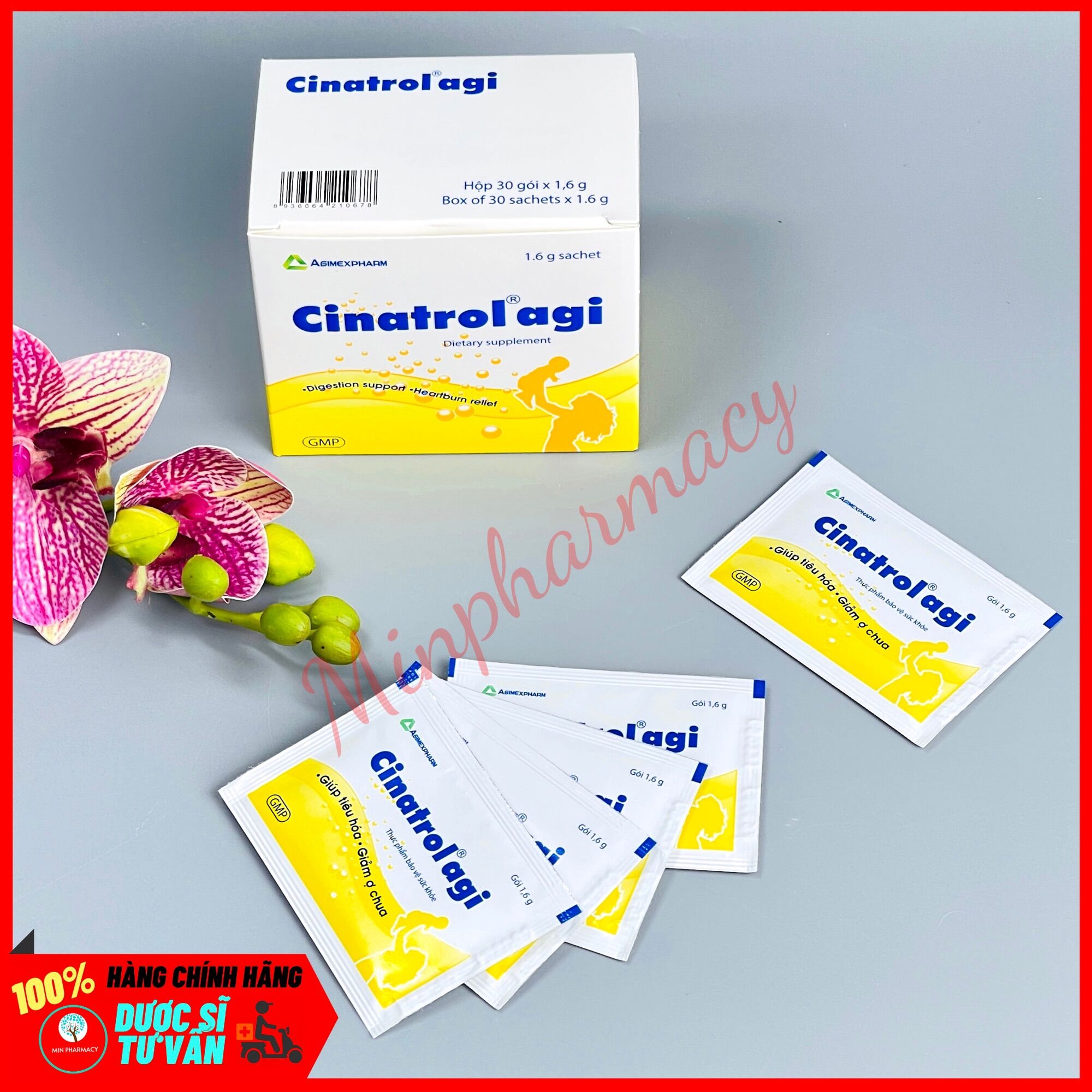 Cốm tiêu hóa trẻ em CINATROL AGI Cốm vàng (Hộp 30 gói) - Minpharmacy