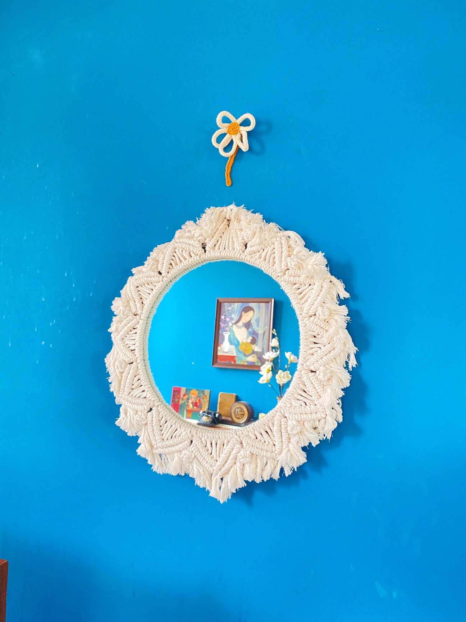 Gương treo tường macrame decor, trang trí phòng