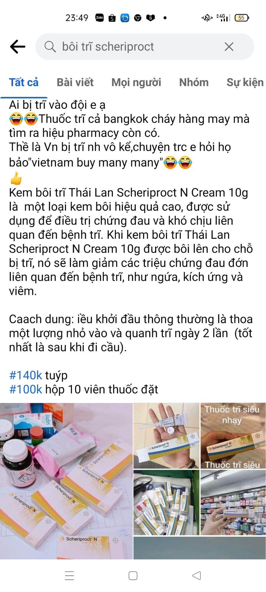 Kem Bôi Trĩ Scheriproct 10G TháI Lan