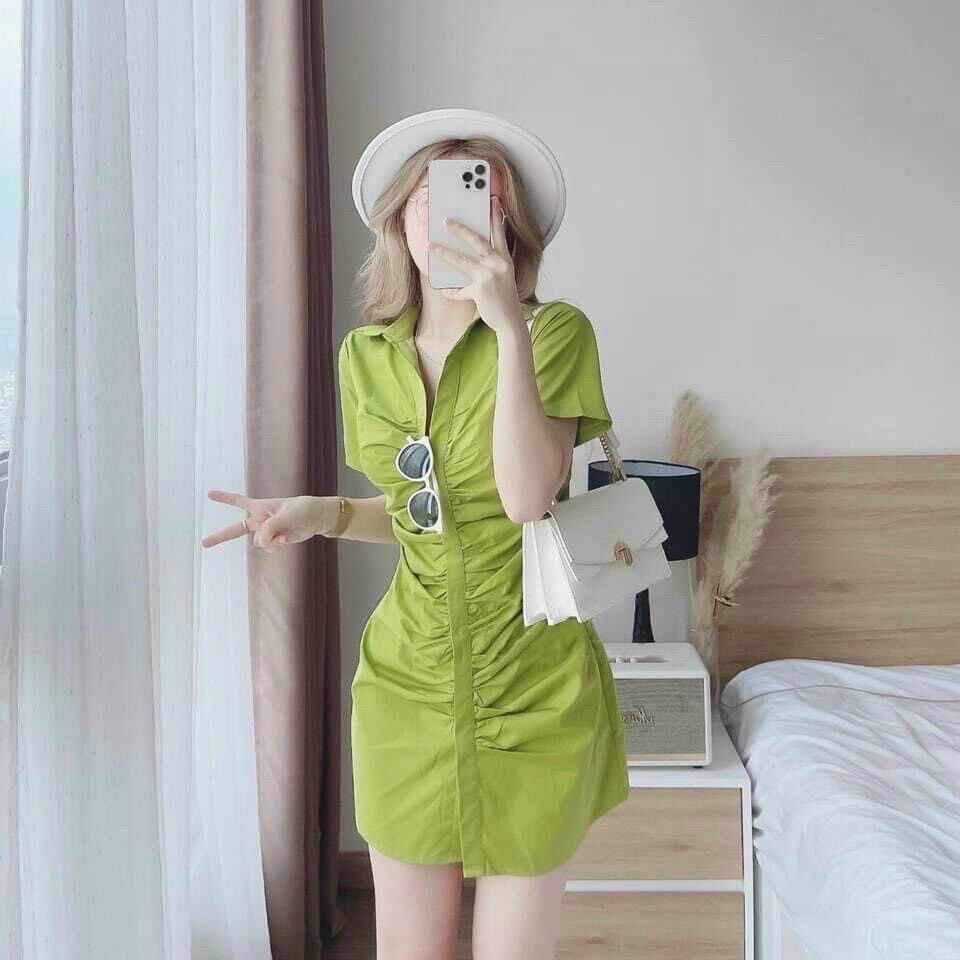 Đầm sơmi nhún eo