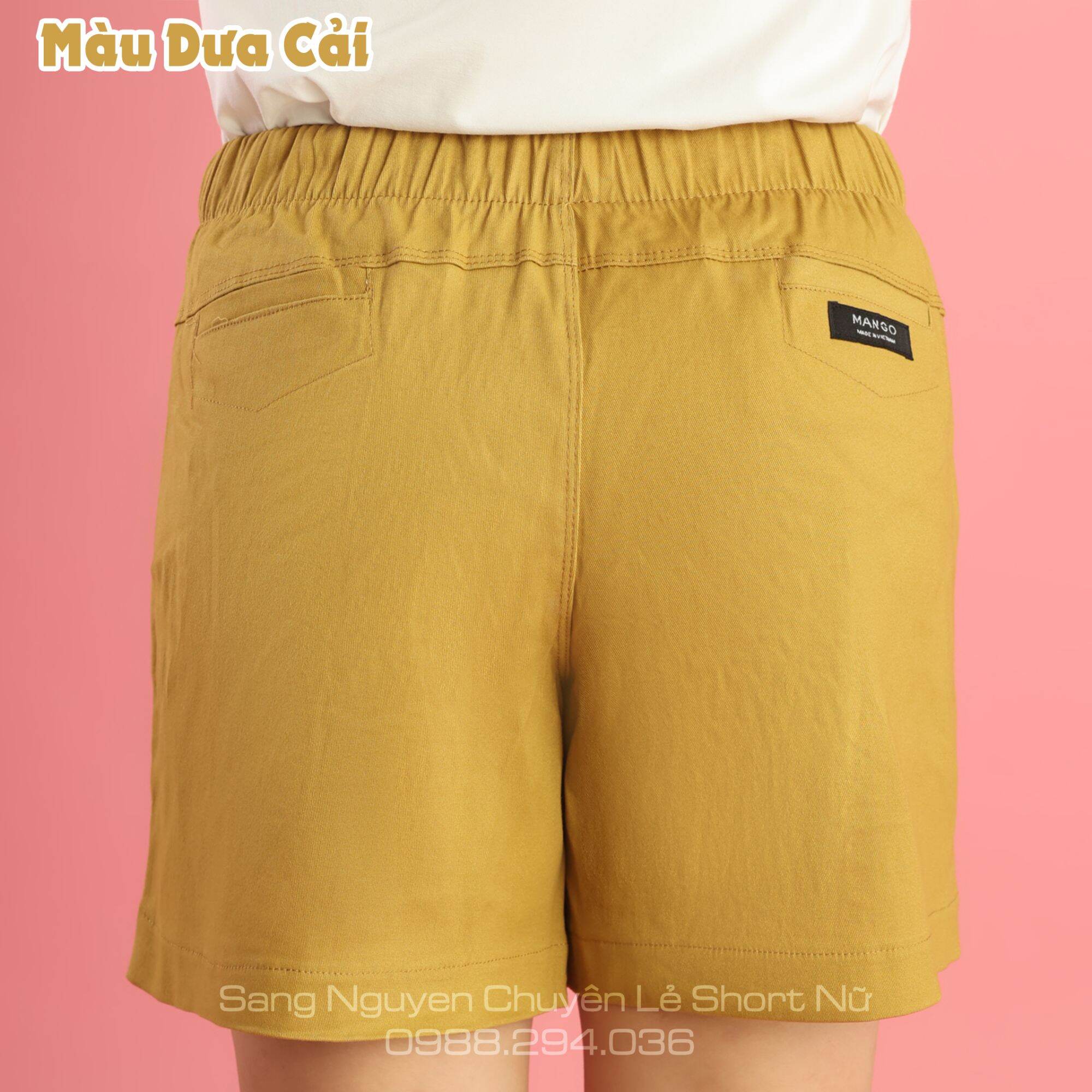 QUẦN SHORT NỮ KAKI LƯNG THUN