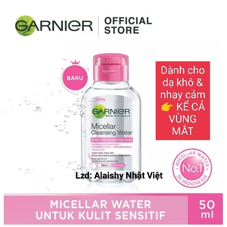Nước tẩy trang Garnier hồng cho da khô & nhạy cảm 50ml