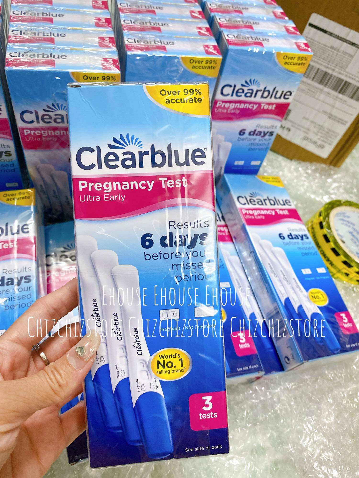 Que thử thai điện tử phát hiện sớm trước chu kỳ 6 ngày - hộp 3 que Test / Clearblue 6days Pregnancy Test Ultra Early 3 Tests
