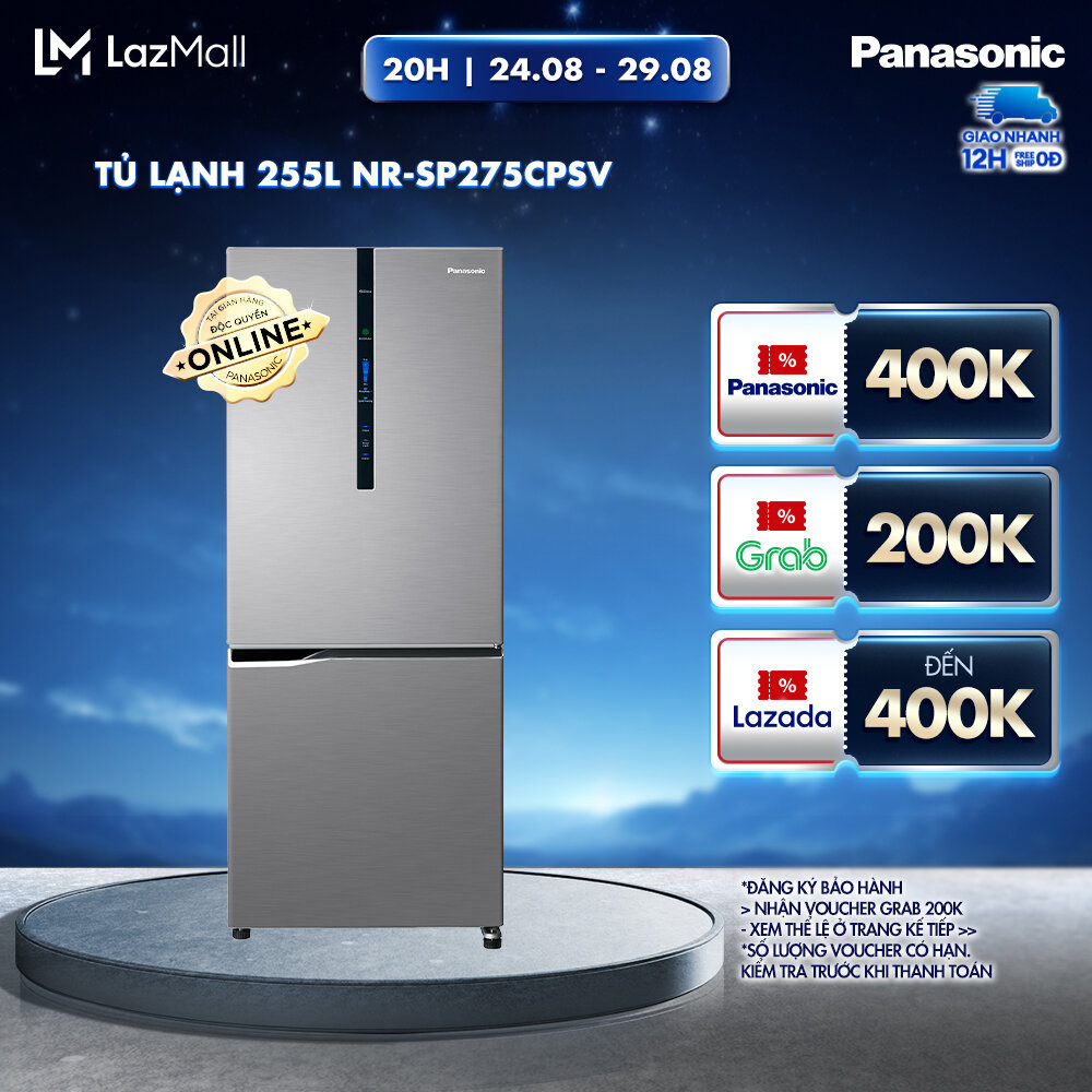 Tủ lạnh kháng khuẩn panasonic 251l nr-sp275cpsv - cấp đông mềm - siêu tiết kiệm - ngăn đá dưới