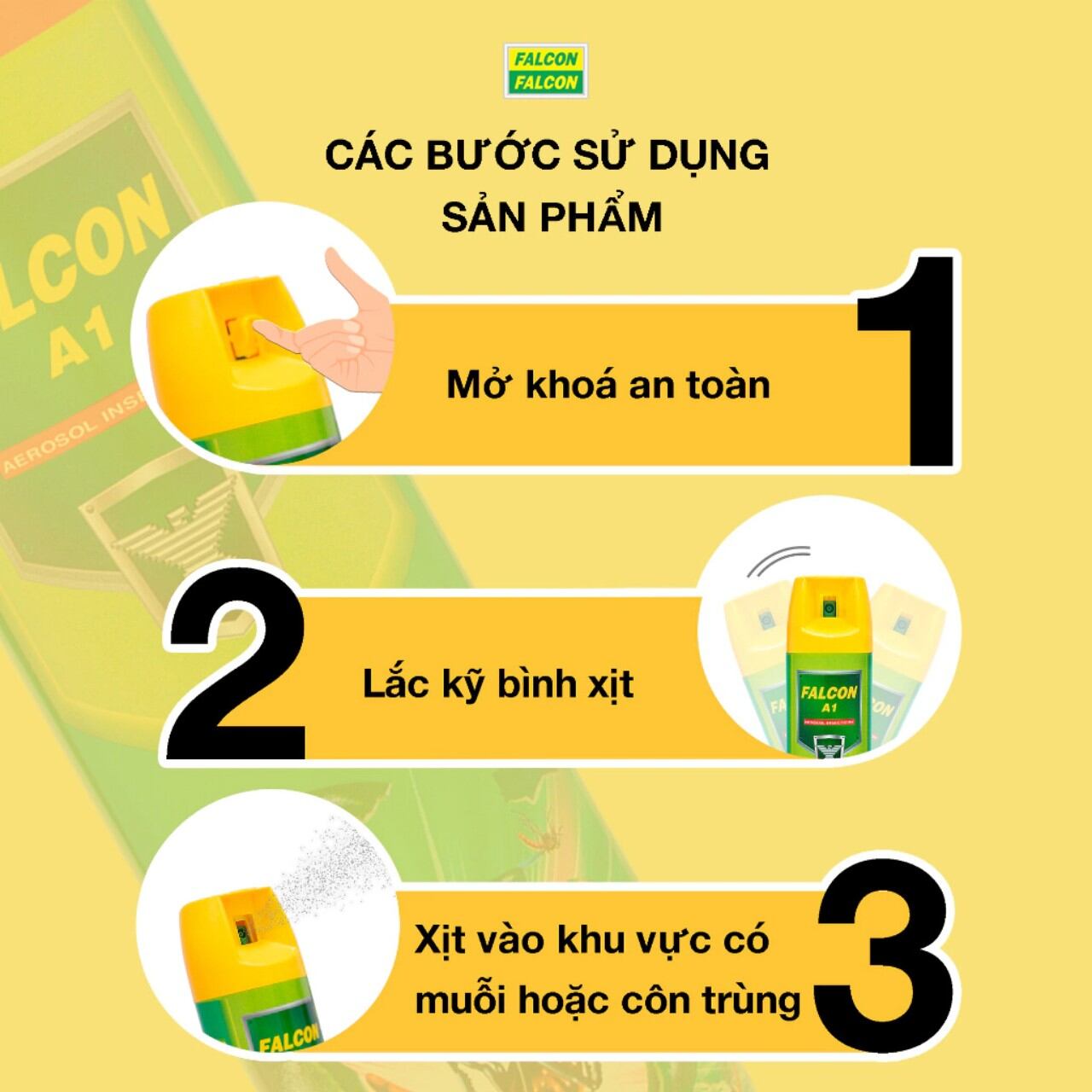 Bình xịt muỗi Falcon 600ml+60ml ( hương chanh)