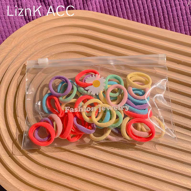 50 Thun Cột Tóc Cho Bé Đựng Trong Túi Zip