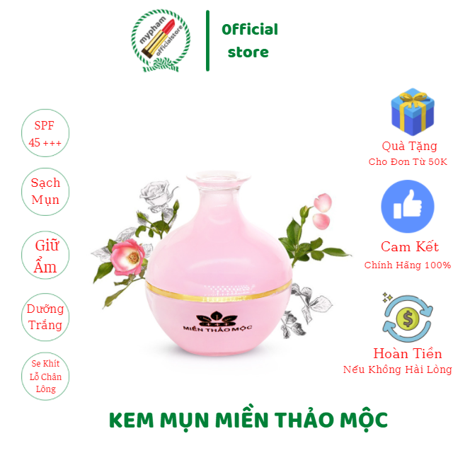 [ Chính Hãng] KEM Miền Thảo Mộc Mụn Mờ Vết Thâm, Se Khít Lỗ Chân Lông, SPF45+++,  Dưỡng Trắng.10g