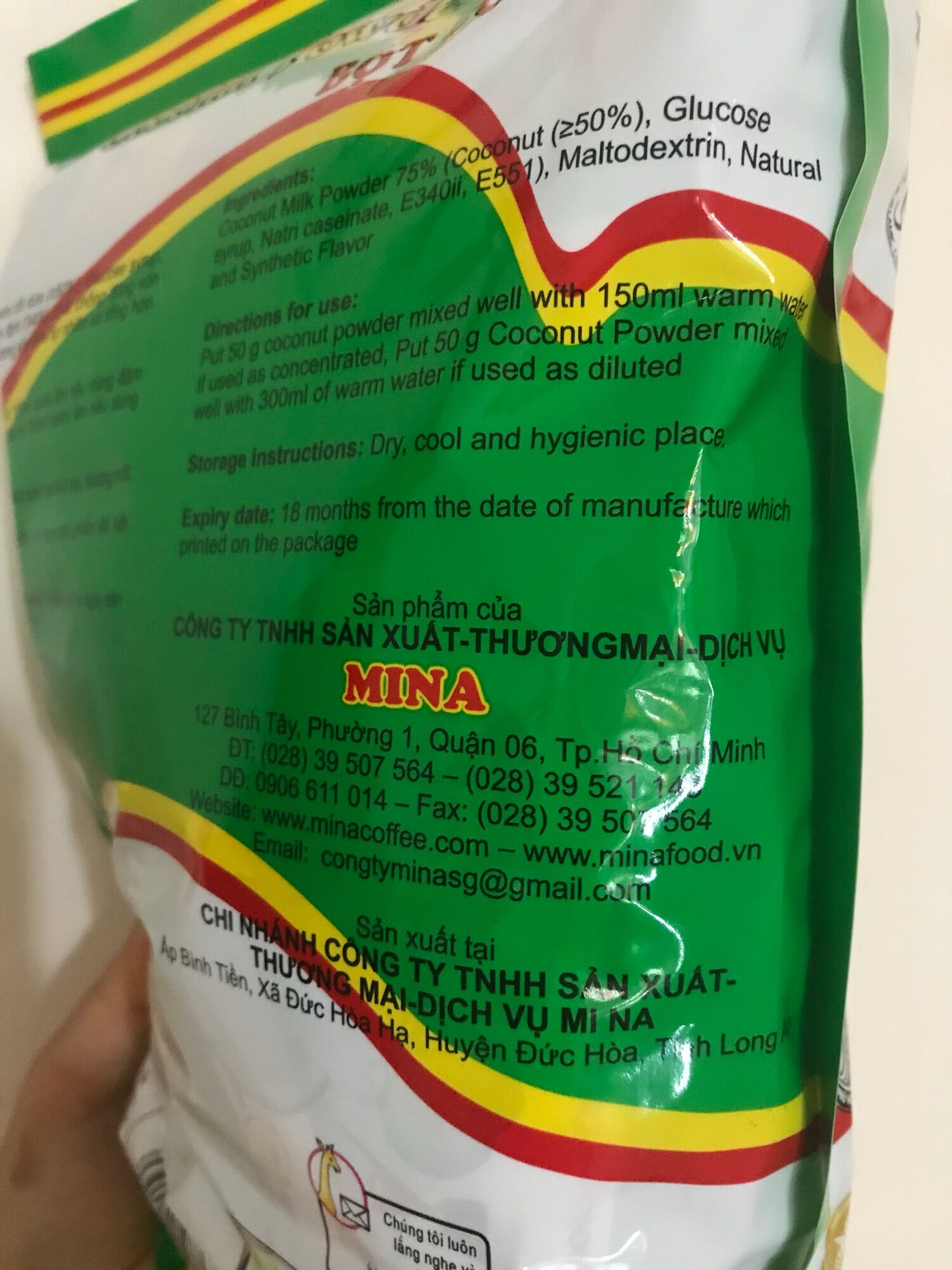bột cốt dừa Mina- gói 50gr- combo 3 gói