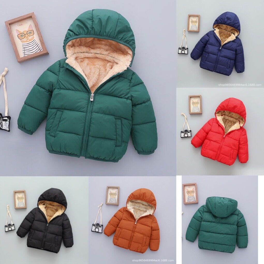 Áo khoác phao lót lông hàng Quảng Châu cho bé, Áo phao lót lông cừu siêu ấm cho bé 8-25kg