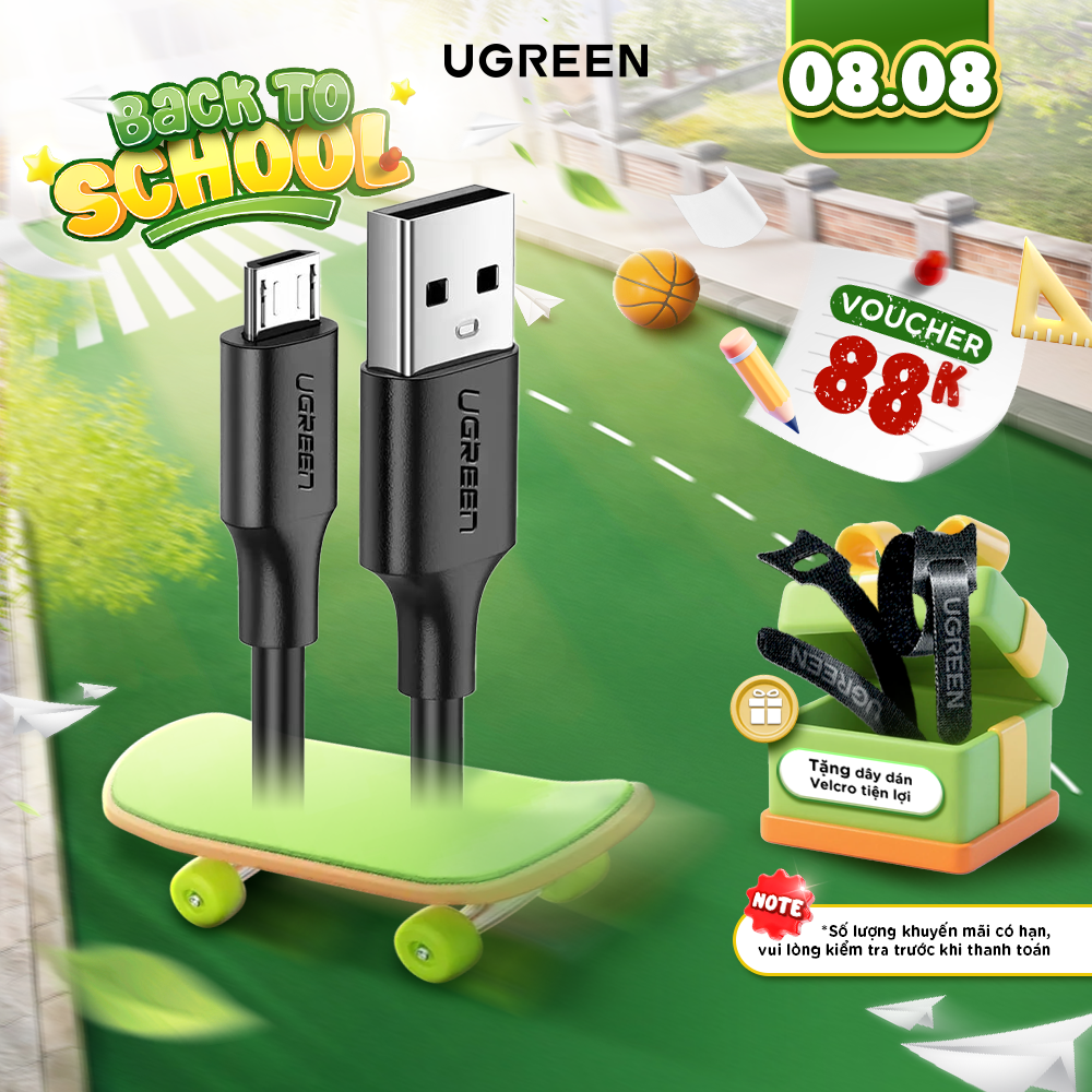 Cáp sạc USB 2.0 A sang Micro Ugreen US289 Sạc nhanh cho Samsung HTC LG Ipad Android Tốc độ truyền 480Mbps Bảo Hành 1 đổi 1 18 Tháng 60134 60135 60136 60137 60138 60827 60139 60140 60141 60142 60143 60223