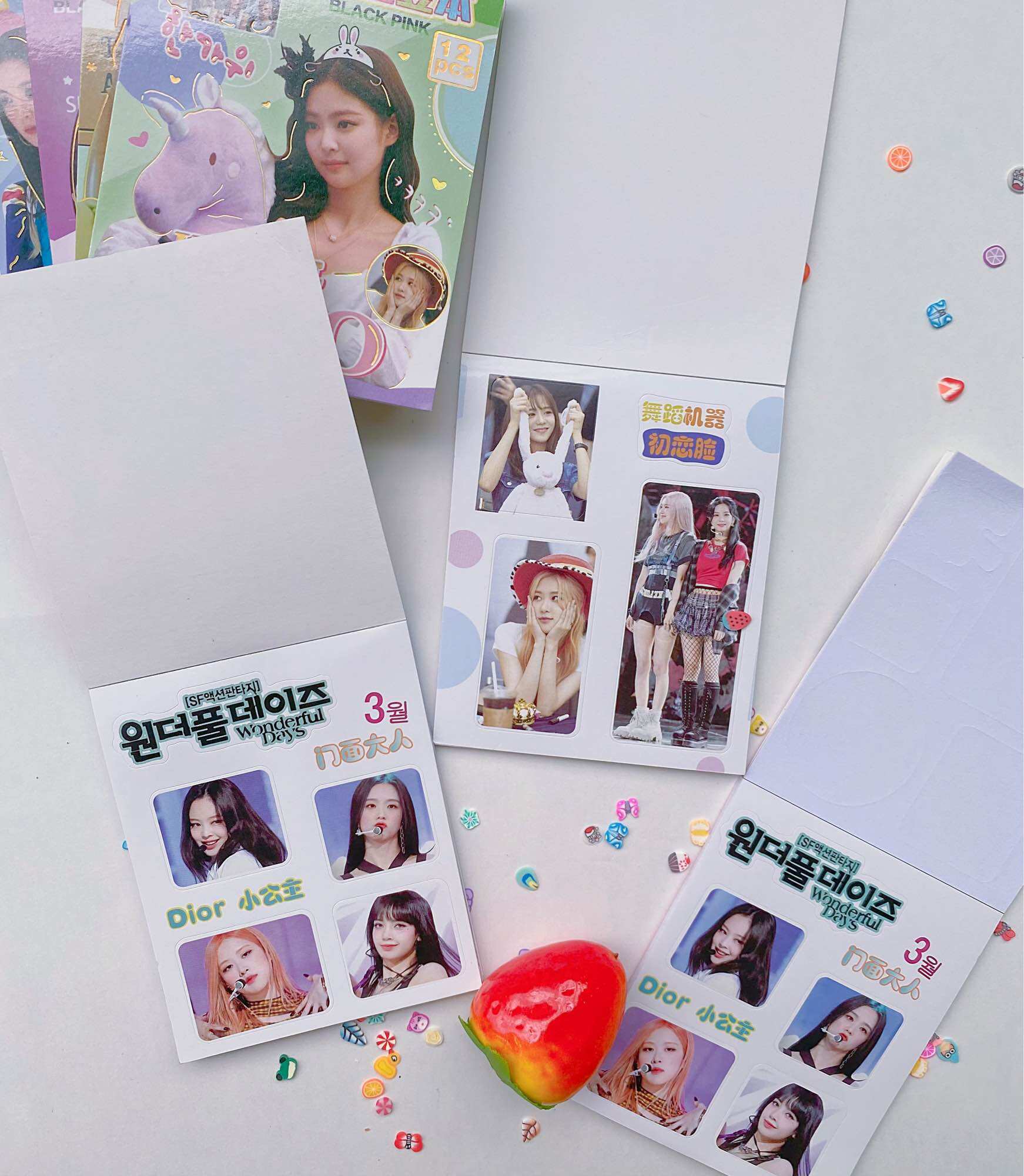 Quyển 12 tờ sticker blackpink, gấu dâu, kuromi, bé gái dễ thương