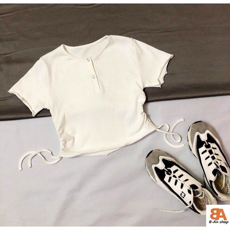 [HCM]Áo nữ thun trơn rút dây eo