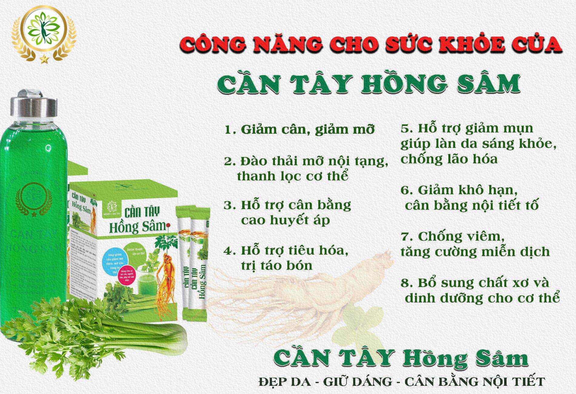 Cần tây hồng sâm giữ dán đẹp da đào thải mở thừa mở sấu