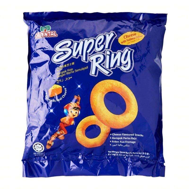 Snack Phô Mai Hình Nhẫn Super Ring Cheese Oriental 112G (8 Gói x 14G)