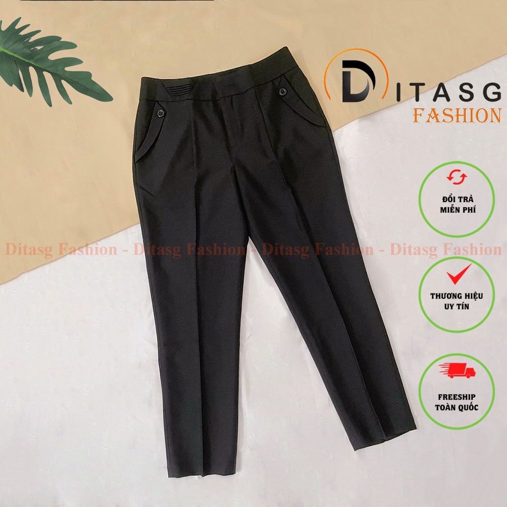 Quần Tây Công Sở Nữ Cạp Cao Màu Đen Chất Cotton Nhẹ Mát. Quần Âu Lửng Nữ Lưng Cao Đủ Size