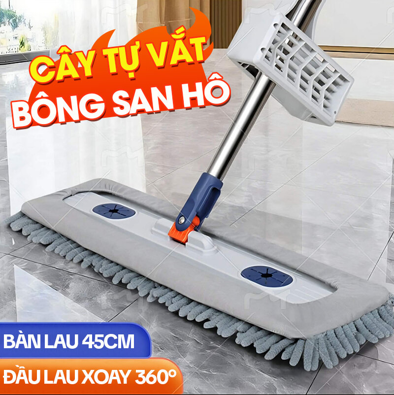 Kitimop Coral Self-Winging Mop, Smart Self-Winging Mop with 360 Degree Rotation, 2 Mop Heads