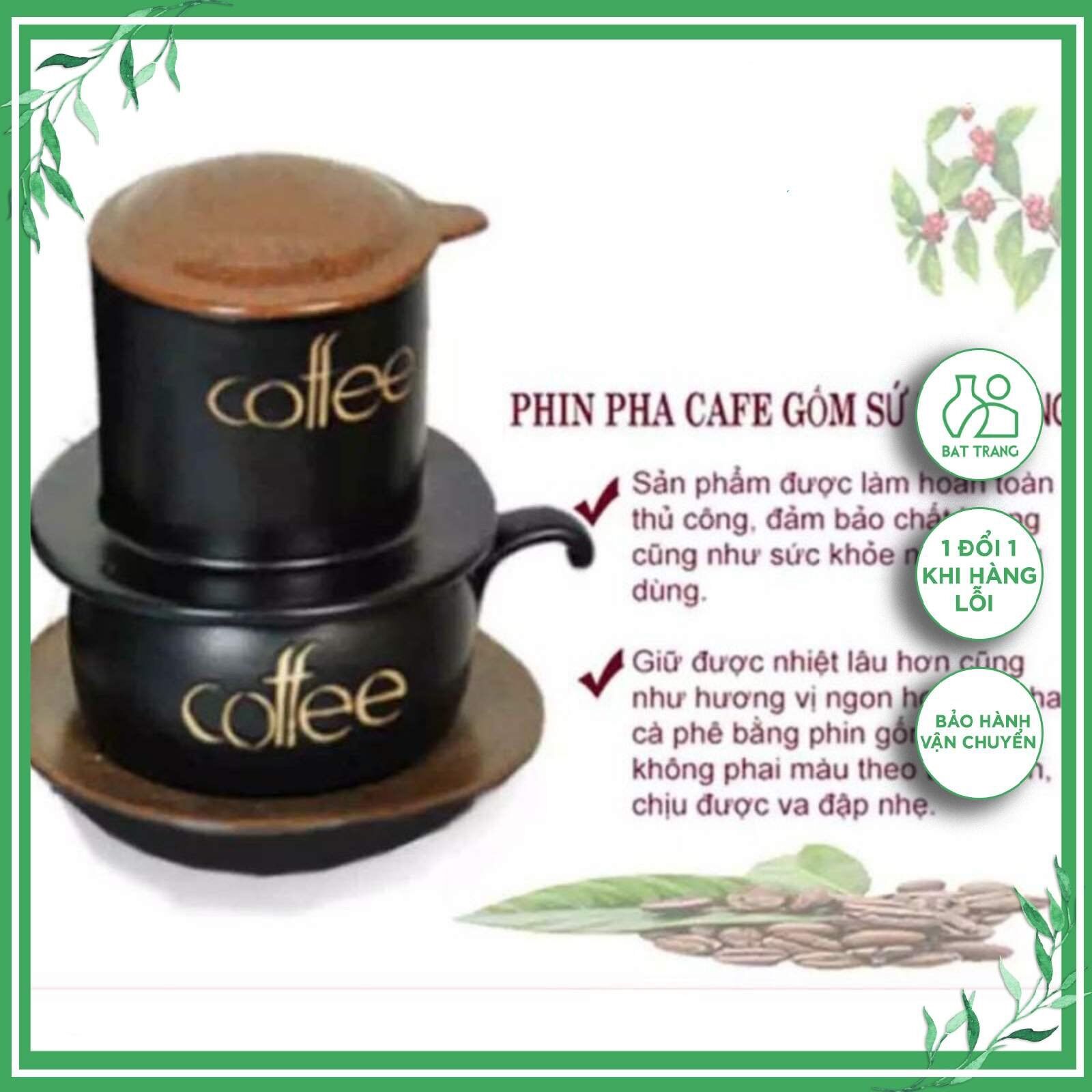 Bộ phin pha cà phê Phin sứ pha cafe cao cấp Bát Tràng 5 chi tiết