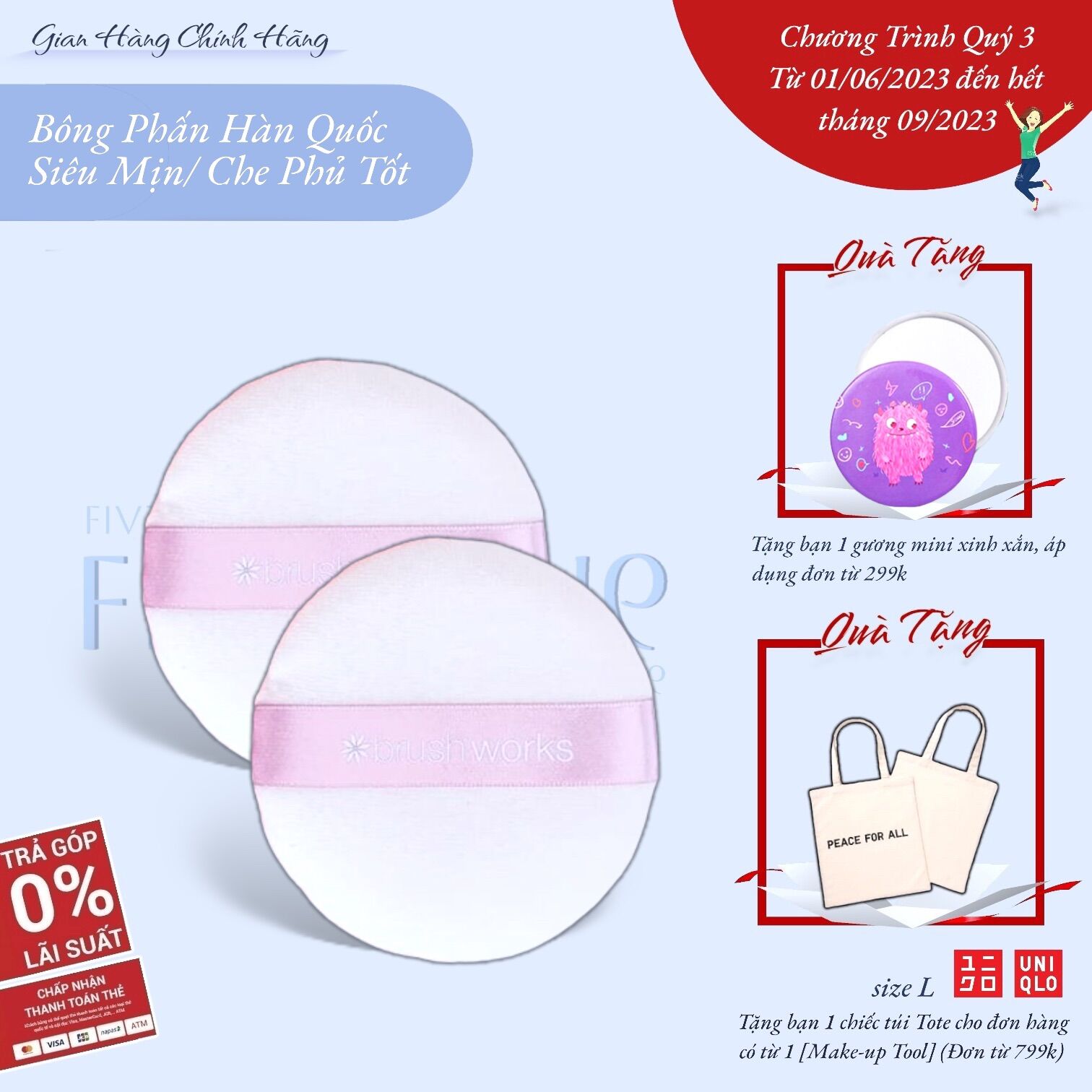 Bông phấn khô tròn cao cấp Hàn quốc, bông phấn siêu mỏng,mềm mịn dùng để dặm phấn nền,mút giúp tiết kiệm phấn nền hiệu quả