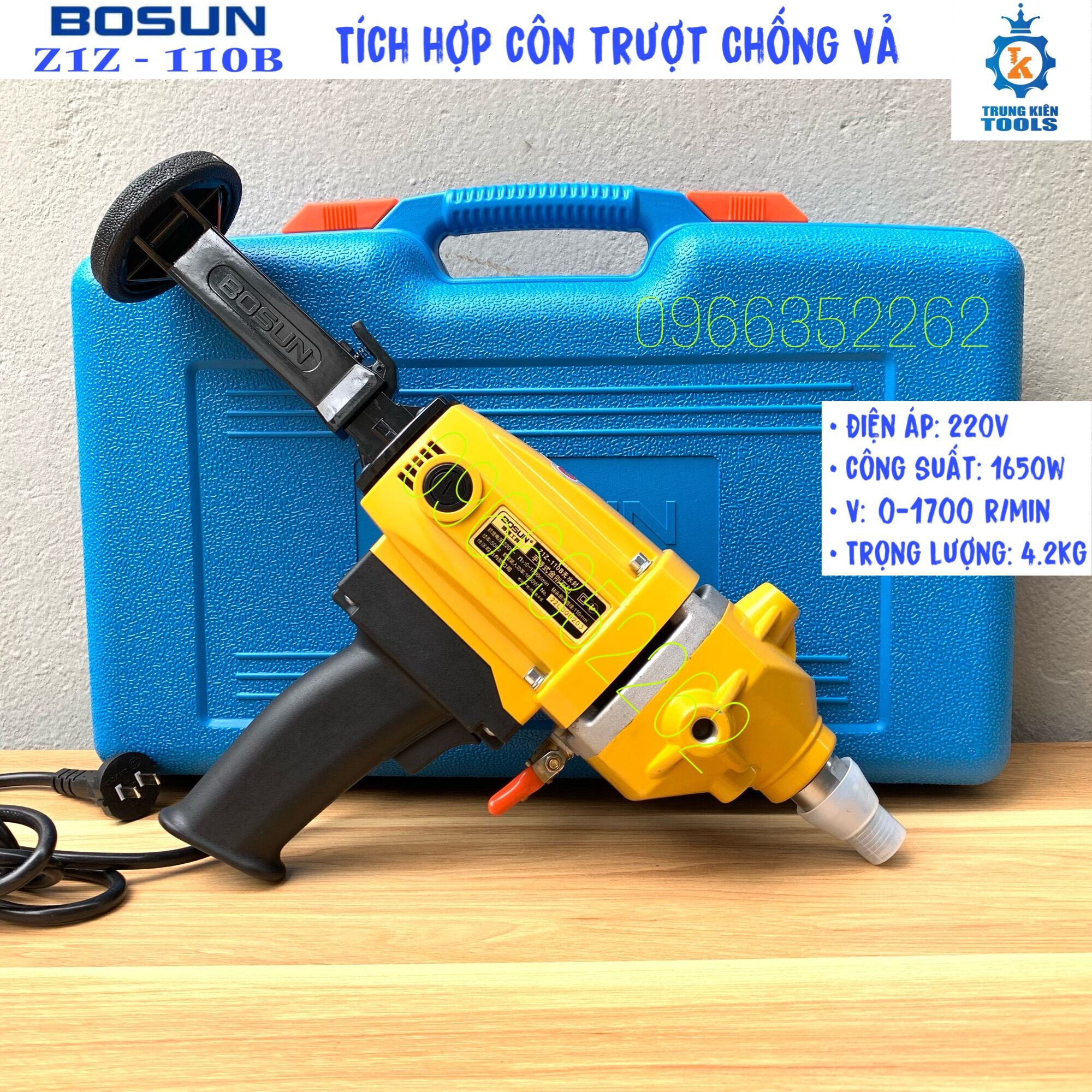Máy khoan rút lõi BOSUN 110 - có tích hợp côn trượt chống Vả