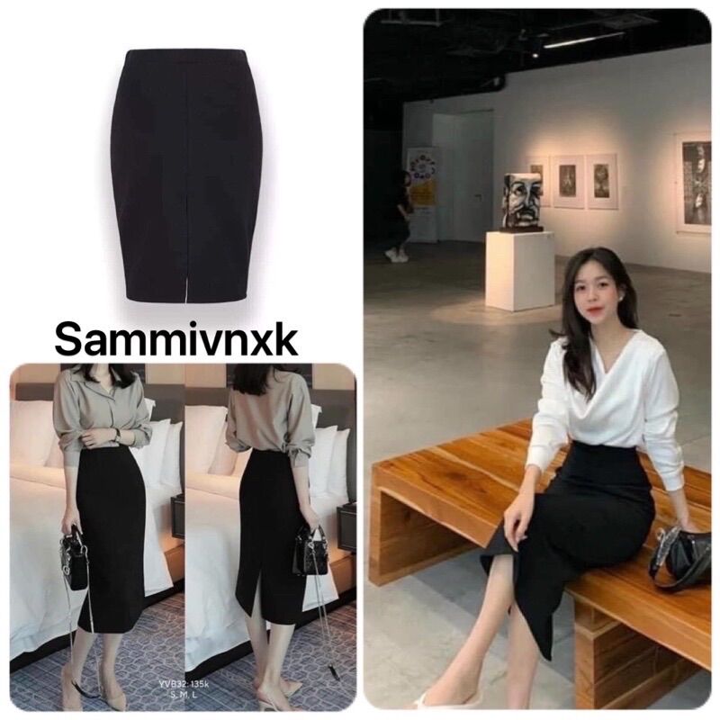 Chân váy bút chì dáng dài xẻ sau Sammivnxk☘️Chân váy bút chì lưng cao khoá giọt lệ☘️freeship