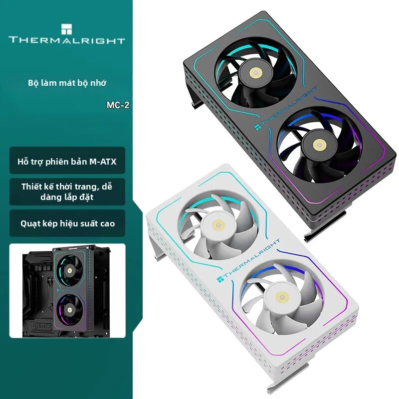 Thermalright | Thermalright MC-2 ARGB Thiết Bị Làm Mát Bộ Nhớ Hỗ Trợ Quạt Kép Cho M-ATX DDR5/DDR4 Hiệu Suất Cao Dễ Dàng Cài Đặt Linh Kiện PC Giá 849,000 Đồng*Miễn phí vận chuyển