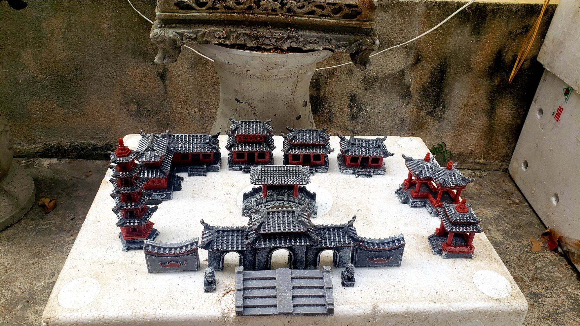 Bộ Nhà 12 món, Trang trí, setup tiểu cảnh, non bộ...( chất liệu bột đá cao cấp)