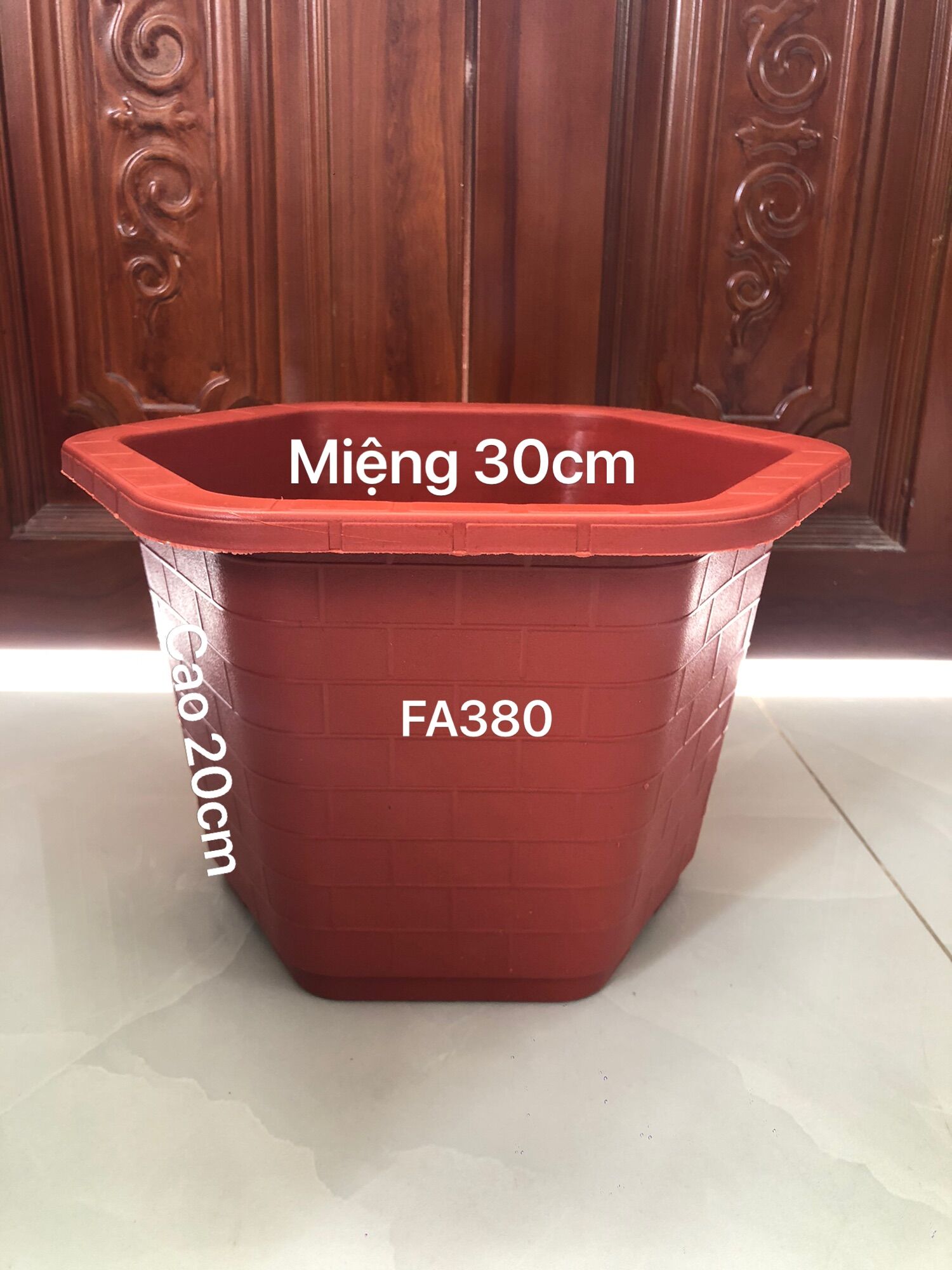Chậu nhựa trồng cây 5 cái lục giác FA380 đỏ gạch dày dặn