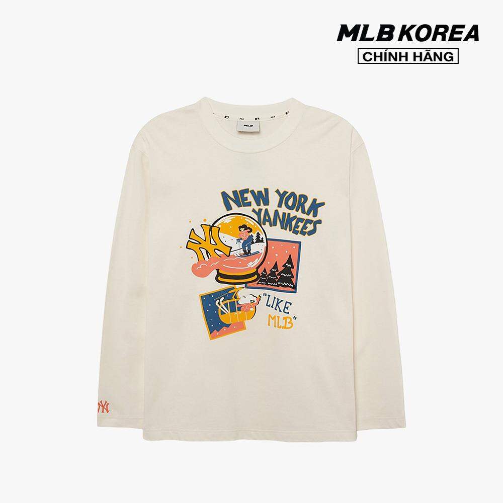 Mlb - áo thun unisex cổ tròn tay dài thời trang 3atsl1034-50crs