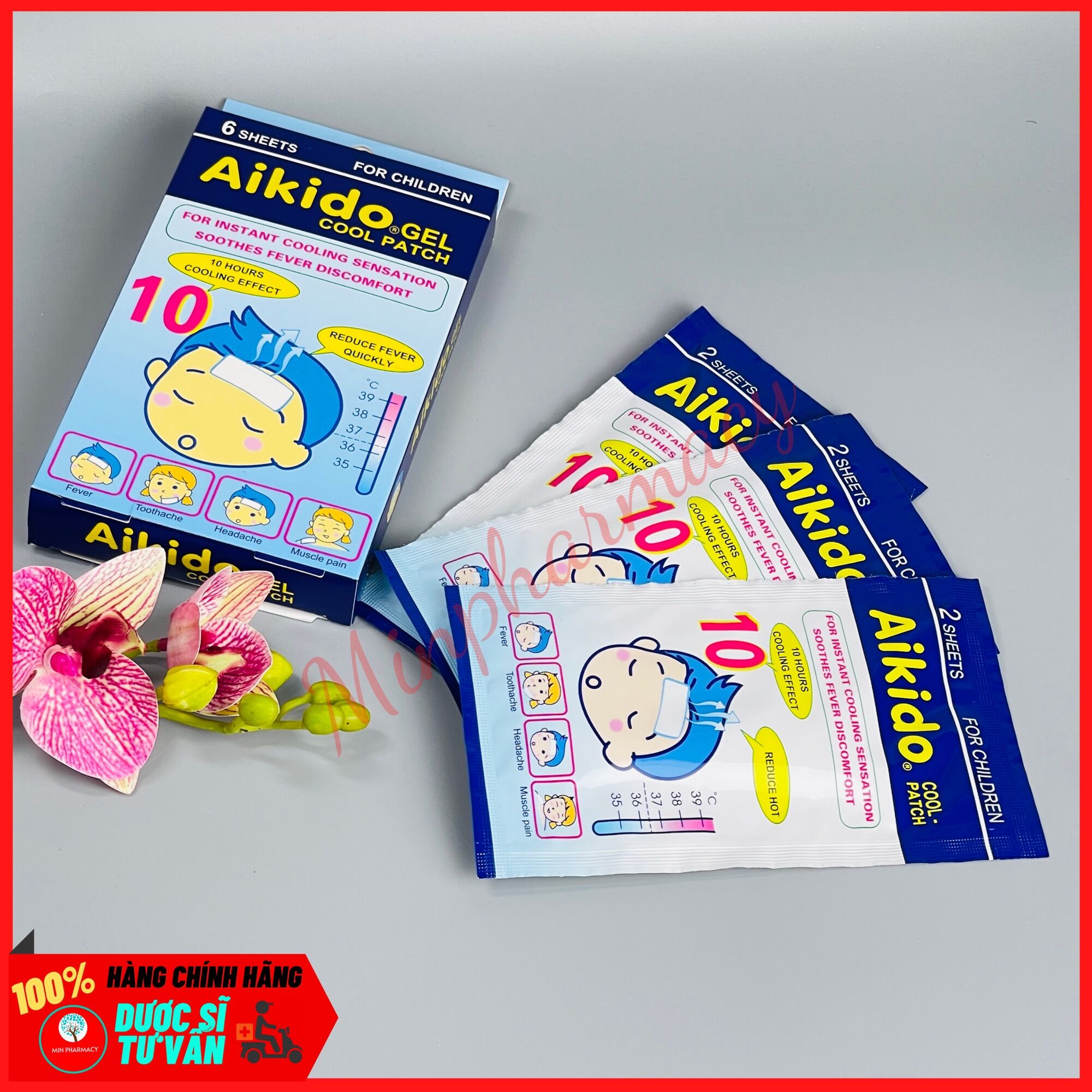 MIẾNG DÁN HẠ SỐT NHANH AIKIDO GEL COOL PATCH (Gói 2 miếng)