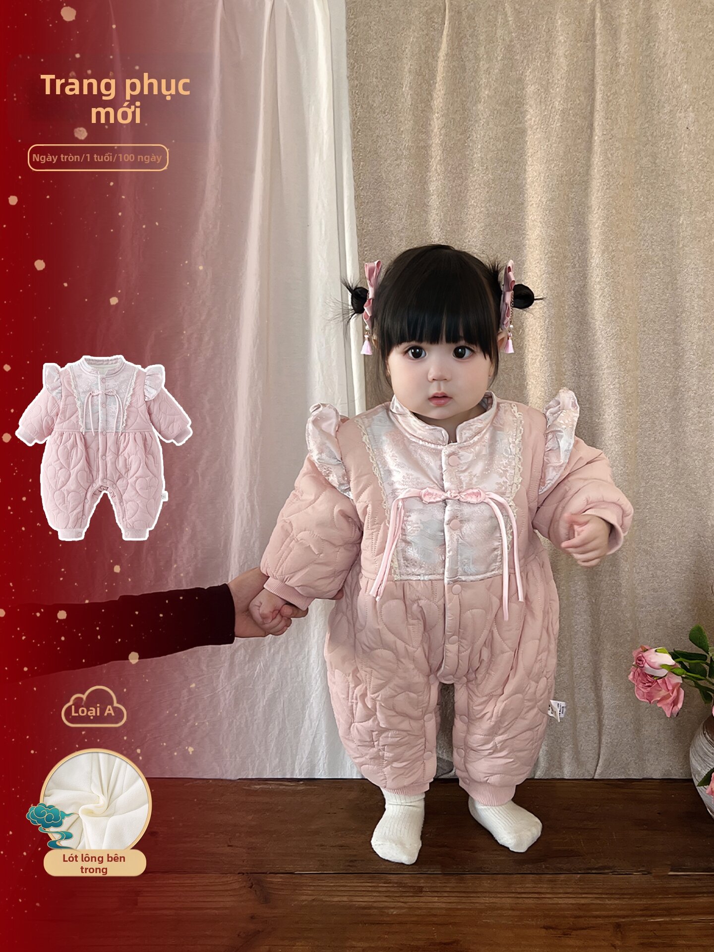 [Chinese Style Quilted New Year's Baby Coat,Chinese Style Quilted New Year's Baby Coat,] Giá 660,000 Đồng*Miễn phí vận chuyển