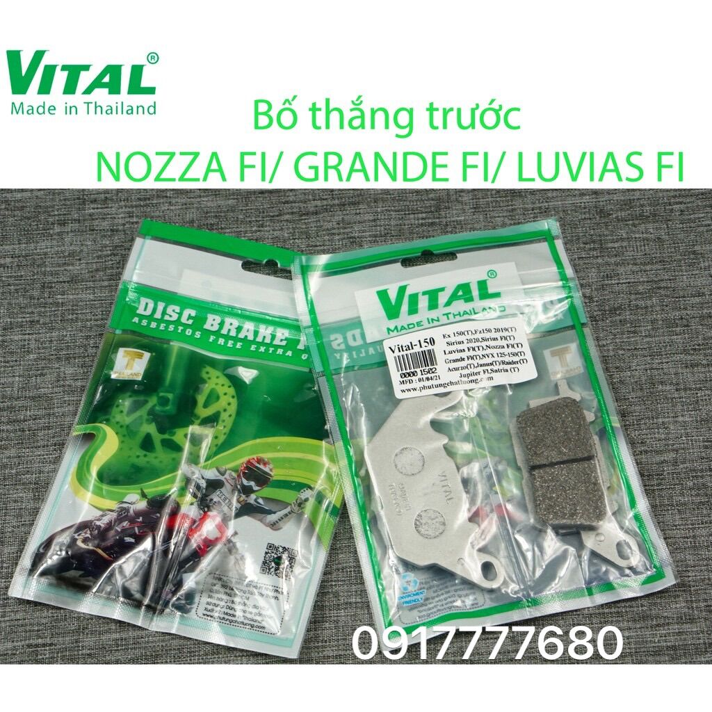 Bố thắng trước sau yamaha Grande 2016-2017/Grande Fi chính hãng Vital thái lan
