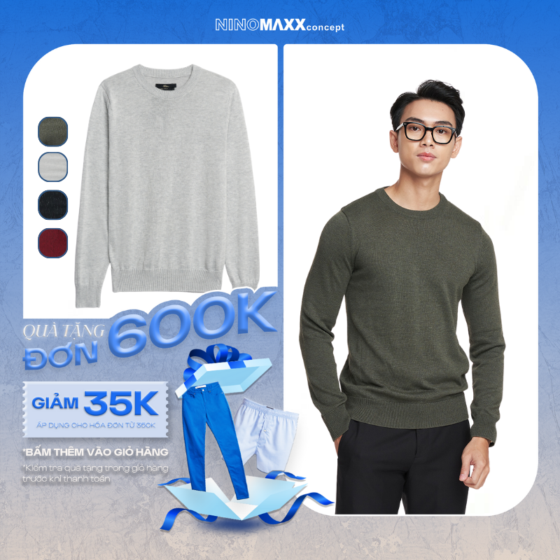 N&M Áo Sweater Nam basic tay dài cổ tròn 1905065