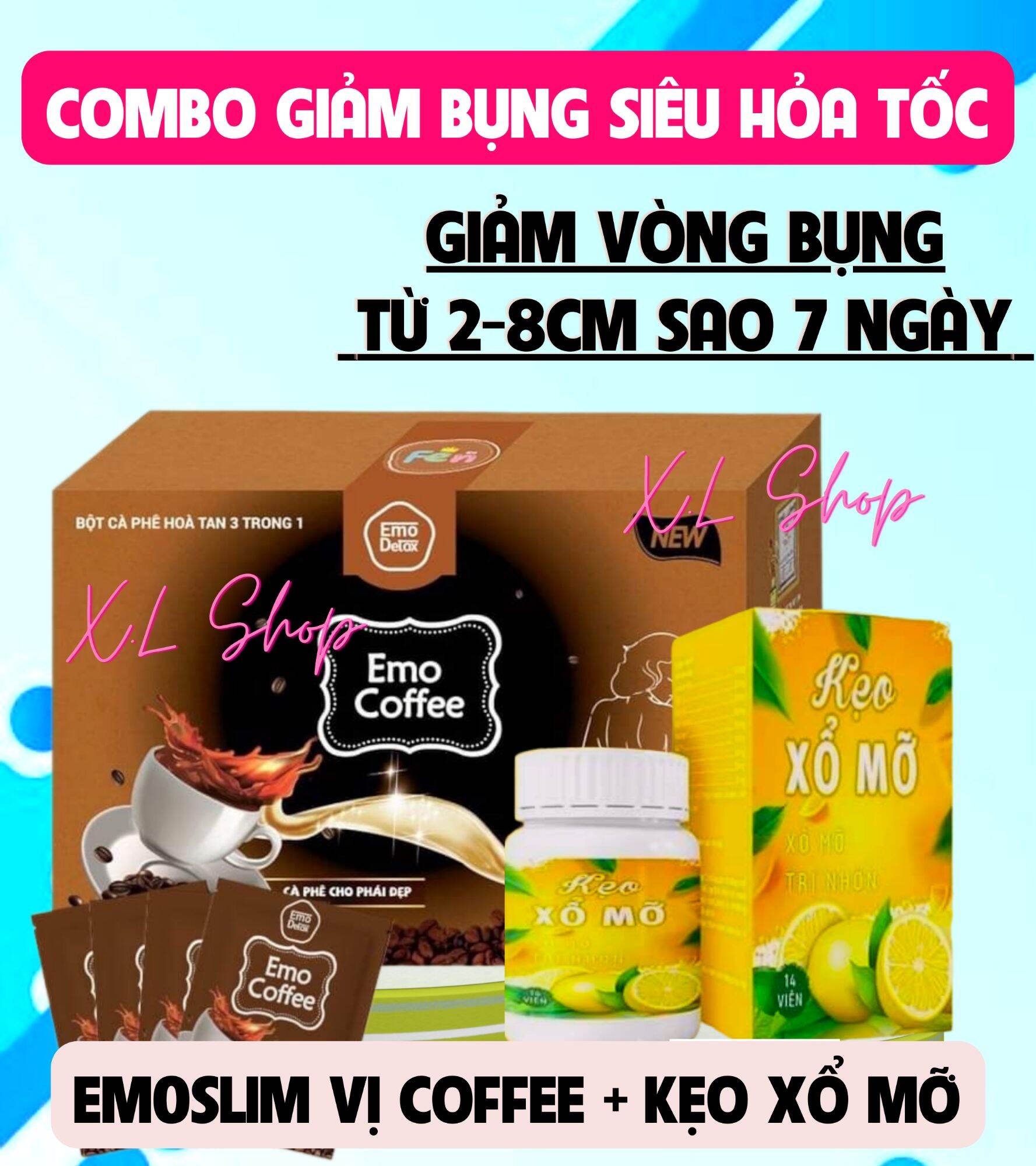 Combo cofe em0slim tăng kẹo xổ mỡ/ giảm mỡ bụng chuyên sâu