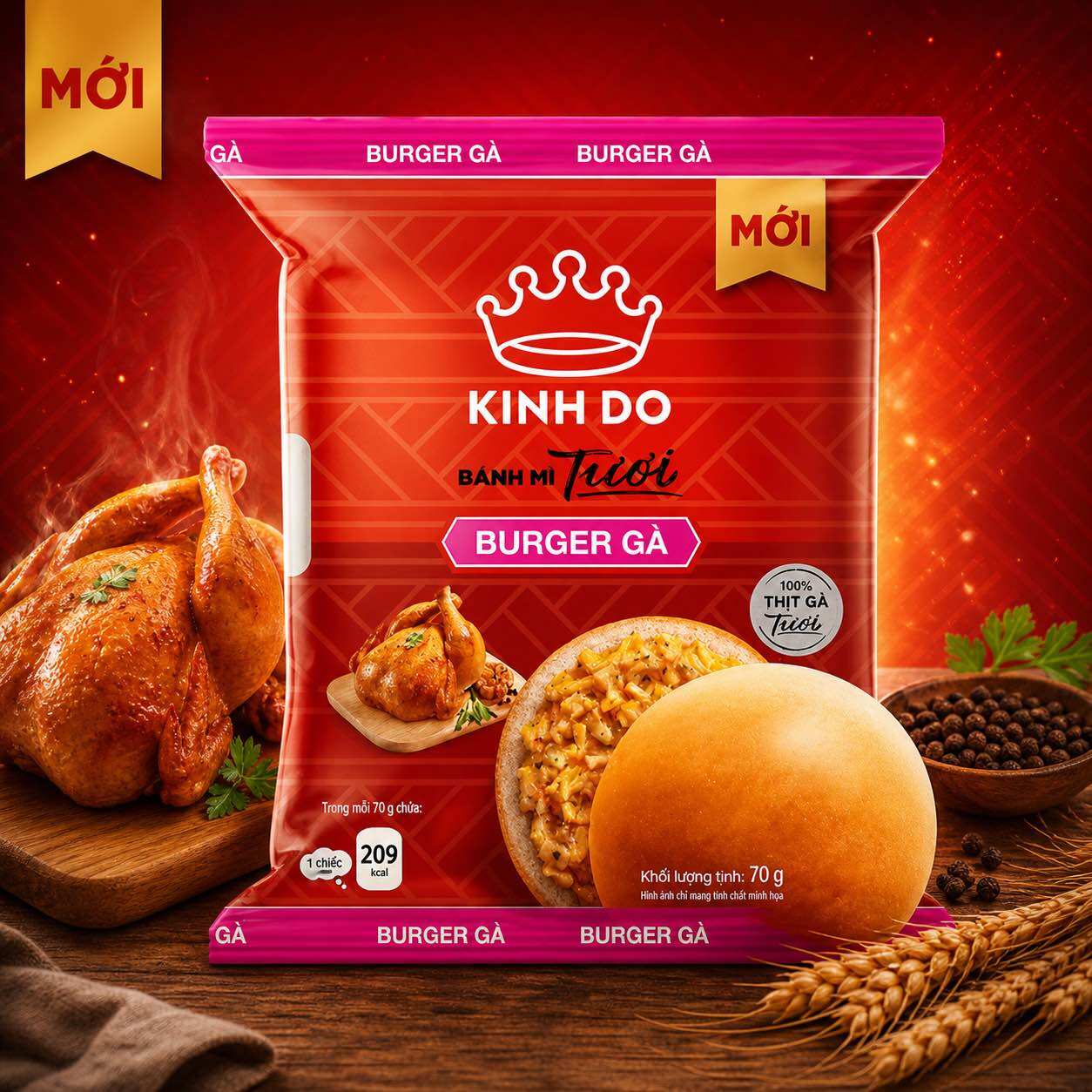 Bánh Mì Kinh Đô Tươi - Burger Gà