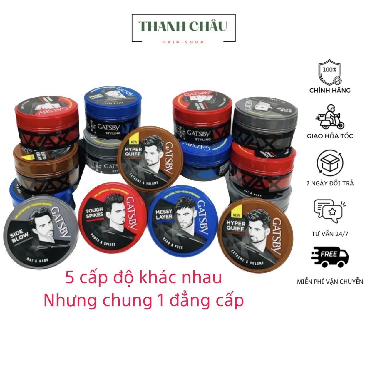 Sáp vuốt tóc nam gatsby đầy đủ 5 màu