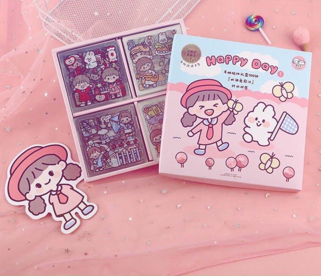 Hộp sticker 100 tấm (1000 sticker) không thấm nước