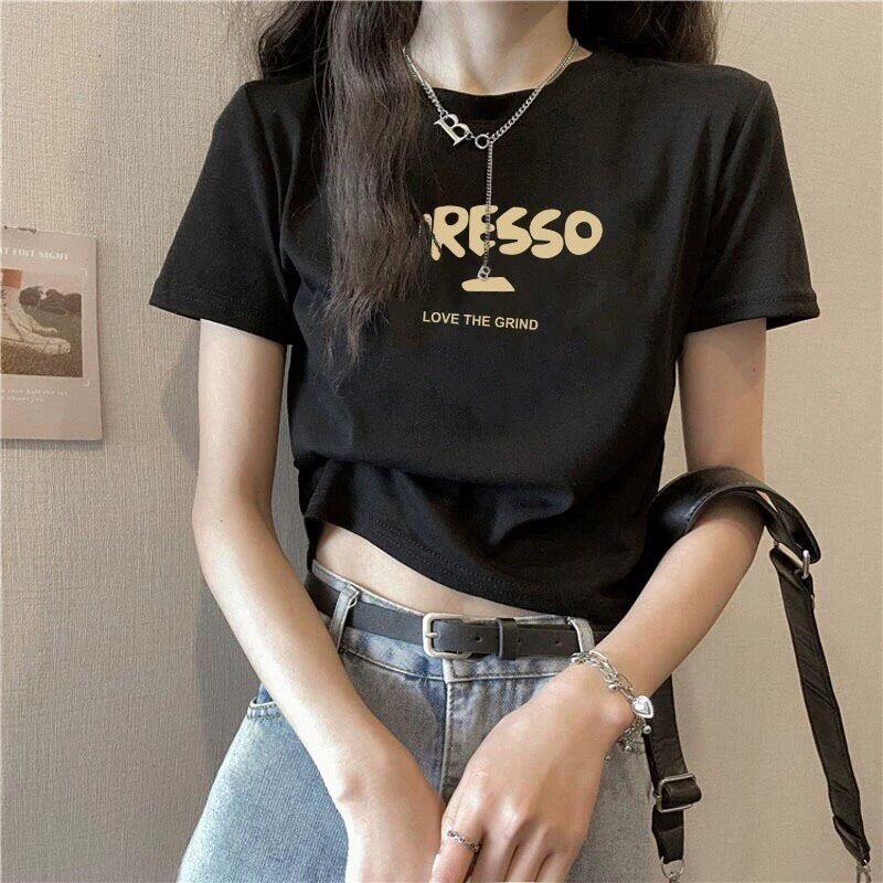 Áo thun cotton cổ tròn tay ngắn form lửng Puresso