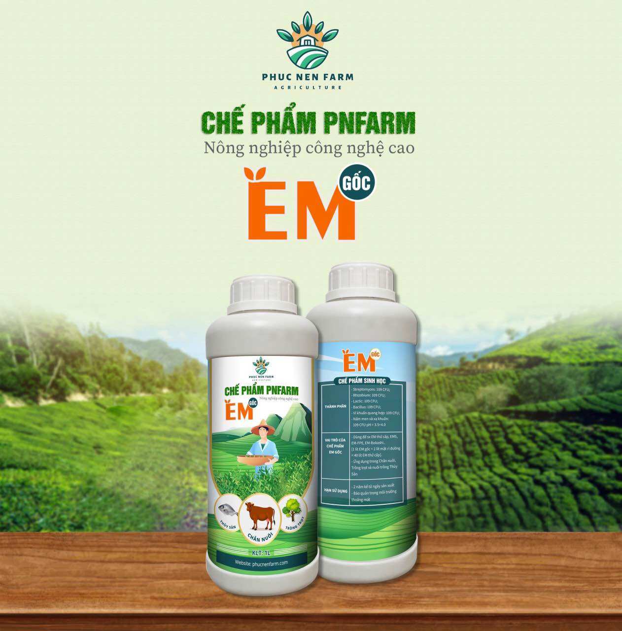 Chế phẩm EM1 chai 1l ủ thức ăn chăn nuôi,xử lý ao hồ tôm cá
