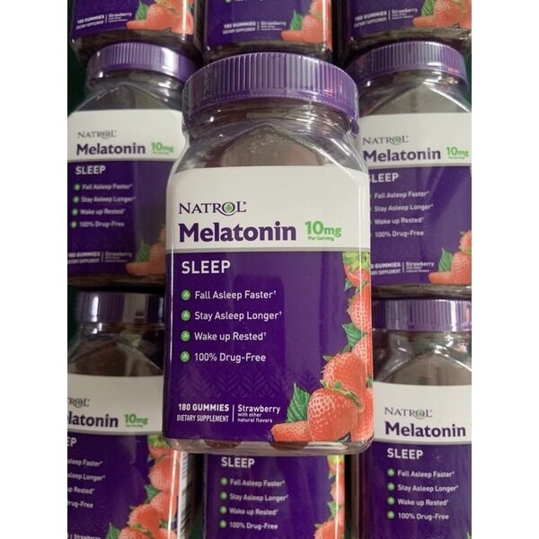 Kẹo ngủ Natrol Melatonin 10mg 140Viên - Kẹo Dâu hỗ trợ ngủ ngon