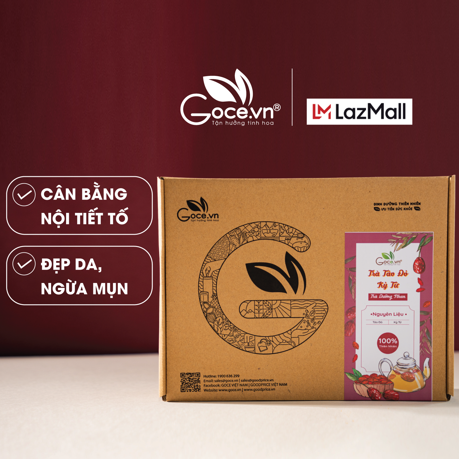 Trà táo đỏ kỷ tử goce - trà thảo mộc, trà dưỡng nhan - 200g