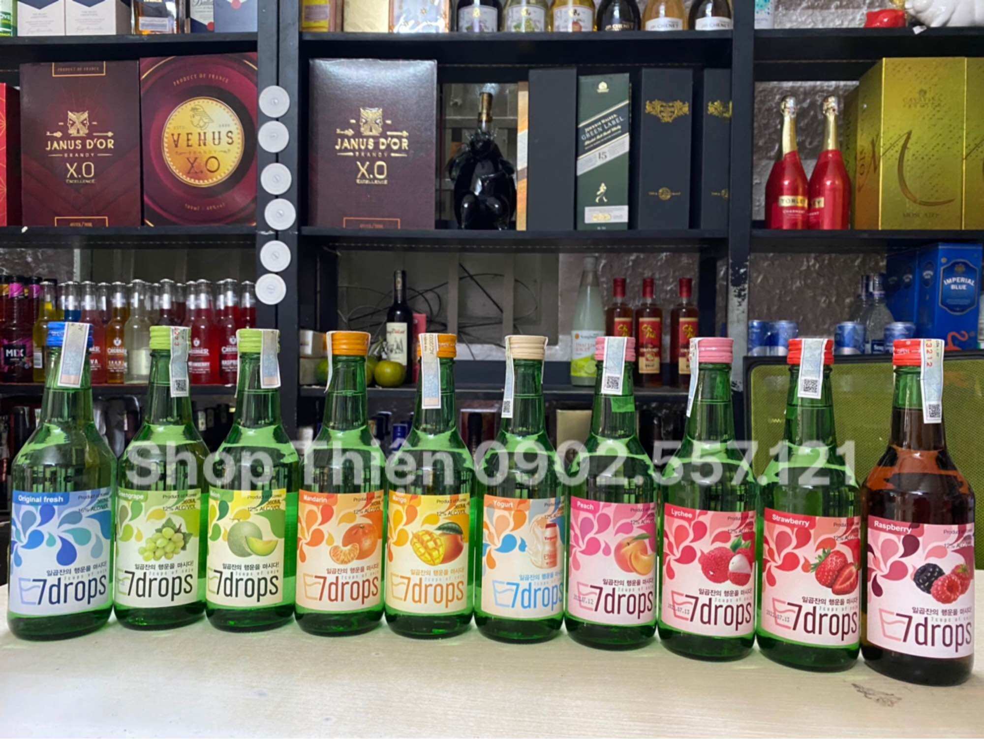 Soju Hàn Quốc 7DROPS RASPBERRY 12% 360ml-Vị Mâm Xôi ( Phúc Bồn Tử)