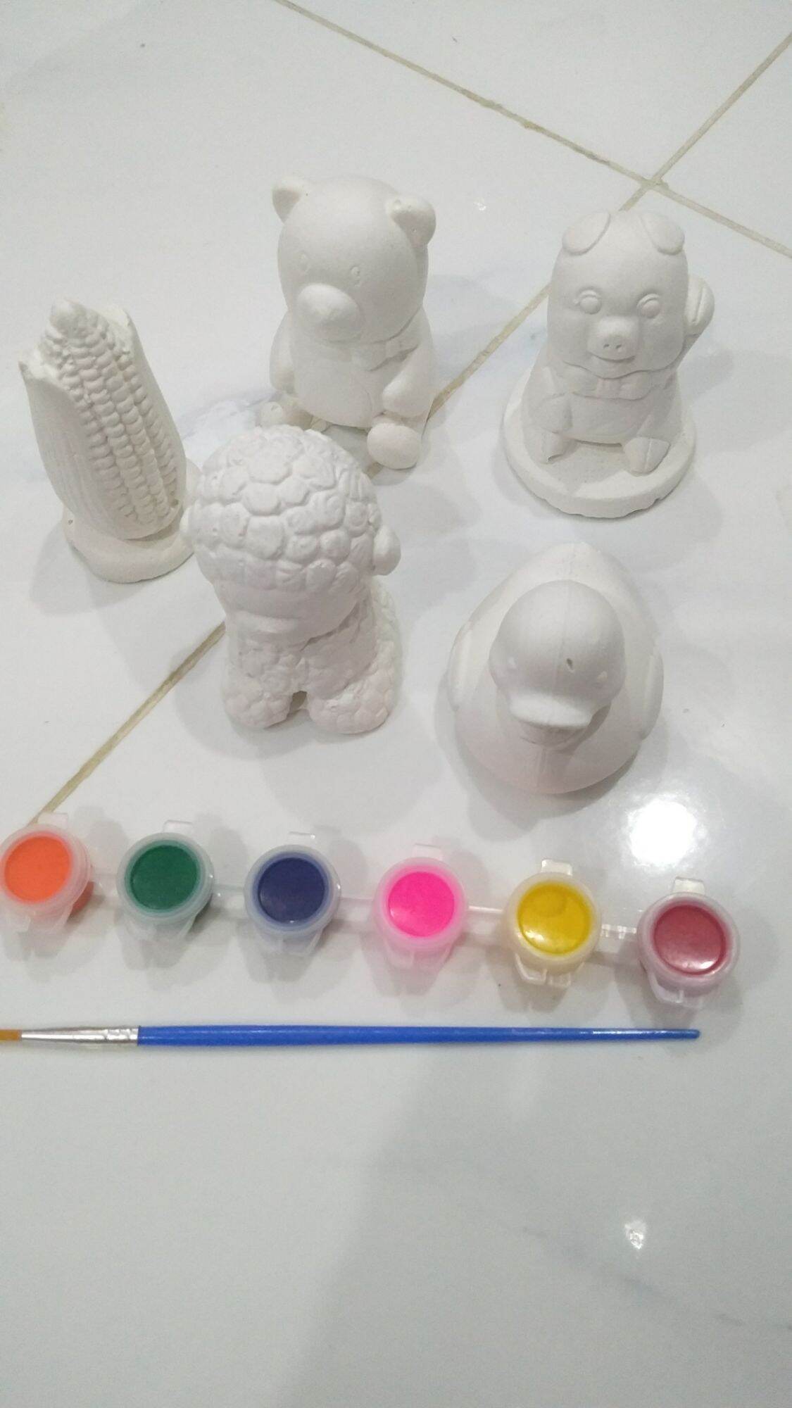 COMBO 5 TƯỢNG TÔ MÀU SIZE VỪA 6-8CM (tặng màu và cọ vẽ)