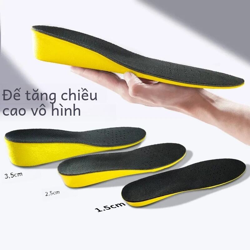 Đế Lót Tăng Chiều Cao Vô Hình Màu Đen Cổ Điển 1,5-3,5cm Giảm Xóc Thoáng Khí Hỗ Trợ Vòm Đế Lót Eva Cho Phụ Nữ Và Nam Giới