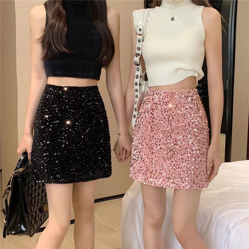 Chân váy kim sa nhung dáng ngắn