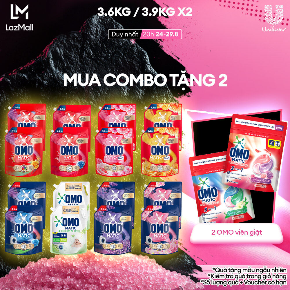 Combo 2 túi nước giặt omo matic túi 3.6kg/3.9kg
