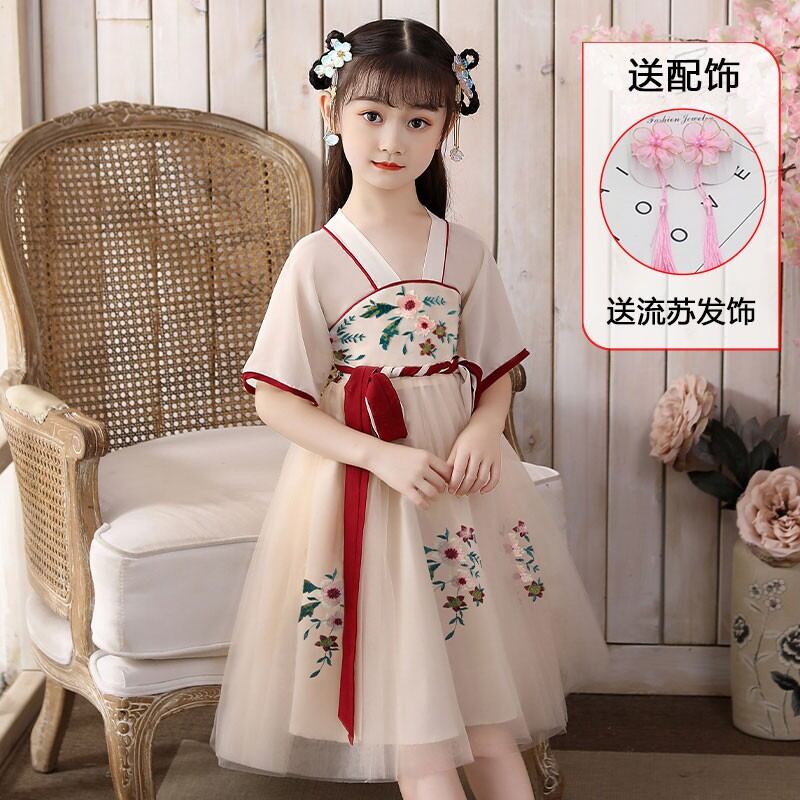 Váy liền bé gái cổ trang mẫu mới 2024 mùa hè váy công chúa hán phục trang phục mùa hè trang phục trẻ em váy mẫu mùa hè bé gái