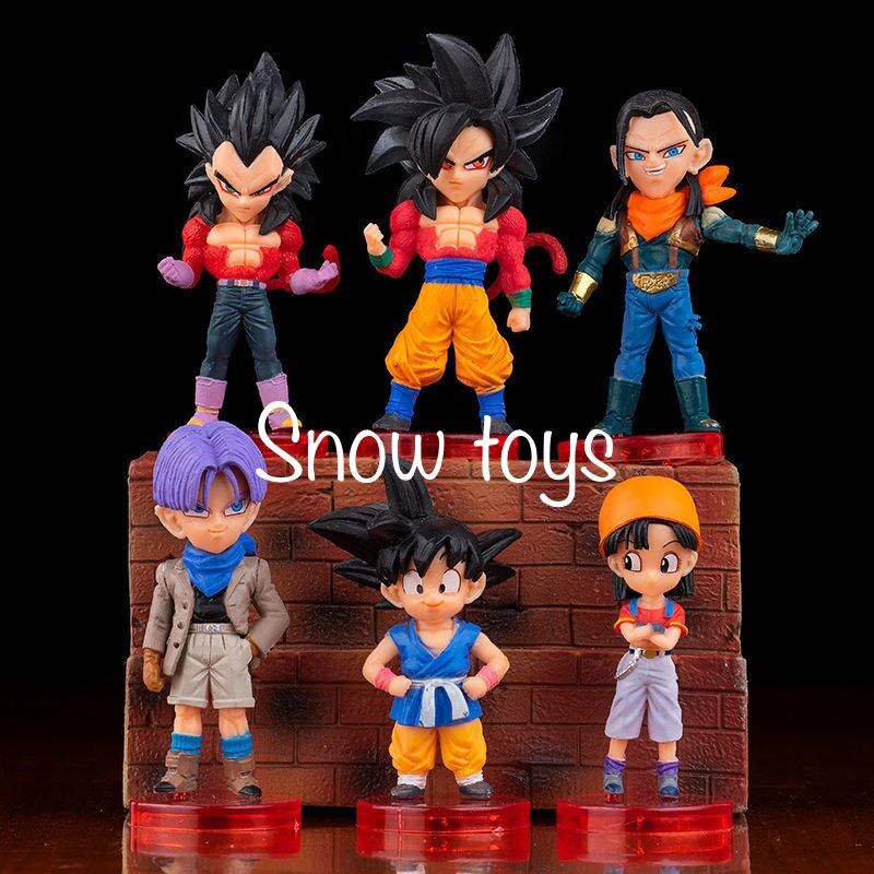 Mô hình dragon ball - dragon ball gt wcf - set 6 nhân vật: songoku son goku pan vegeta ssj4 trunks super android 17 - cao 8cm
