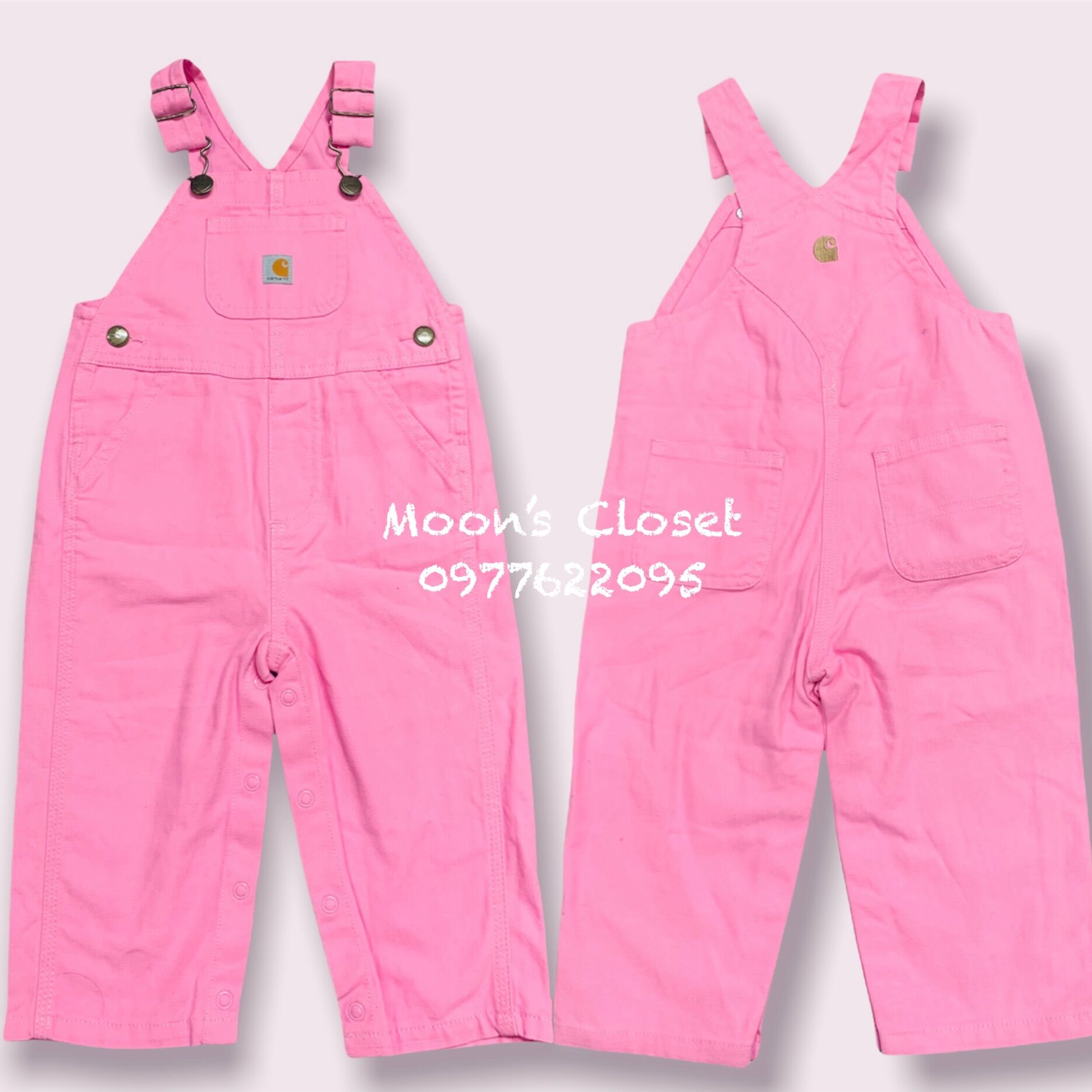 Quần yếm hồng Carhartt xuất dư size 3m-4y